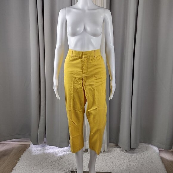 JM Collection Women's Cotton Yellow Crop Capris Elastic Waist Pants Size 8 - Picture 1 of 9